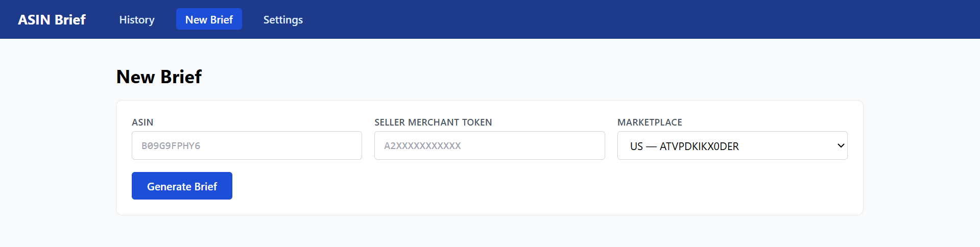 ASIN Brief โ the New Brief inputs form